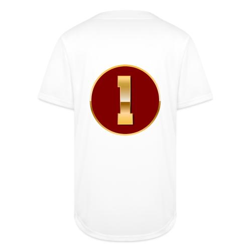 Number 1 in Gold Varsity Font - Full Button Jersey