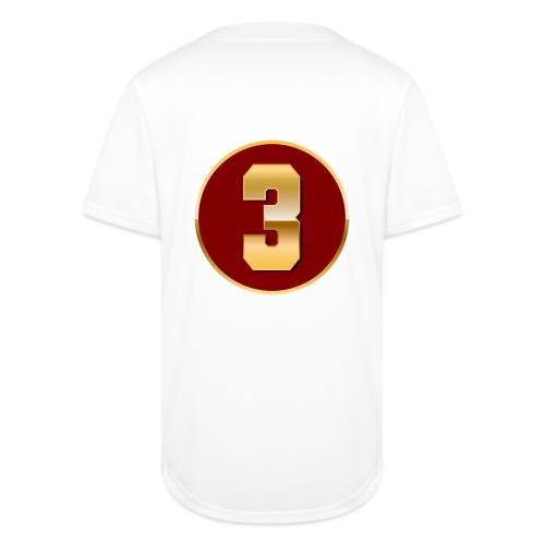 Number 3 in Gold Varsity Font - Full Button Jersey