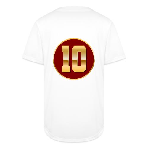 Number 10 in Gold Varsity Font - Full Button Jersey