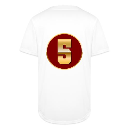 Number 5 in Gold Varsity Font - Full Button Jersey