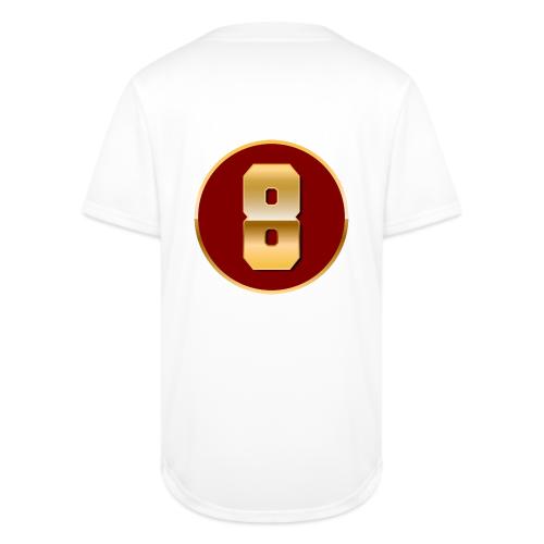 Number 8 in Gold Varsity Font - Full Button Jersey