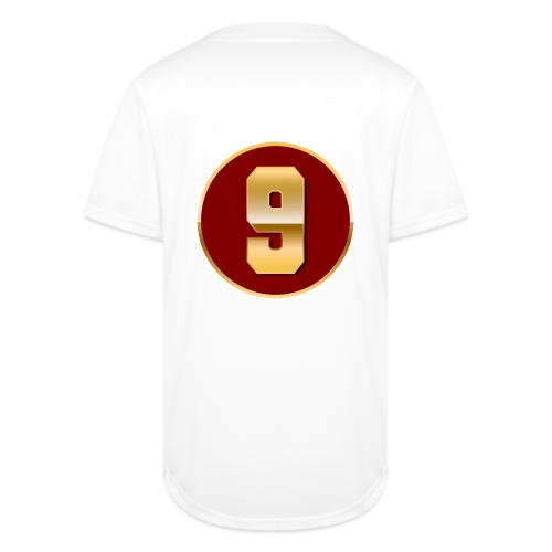 Number 9 in Gold Varsity Font - Full Button Jersey