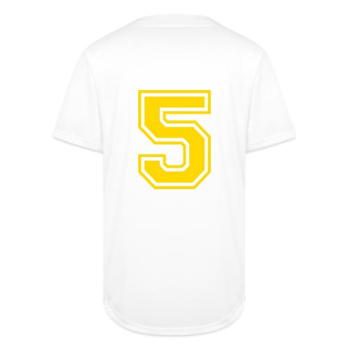 Number 5 in a classic athletic collegiate font - Full Button Jersey