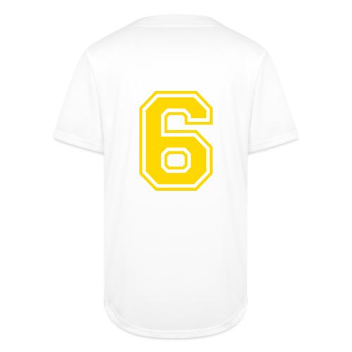 Number 6 in a classic athletic collegiate font - Full Button Jersey