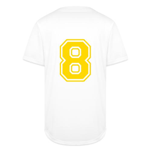 Number 8 in a classic athletic collegiate font - Full Button Jersey