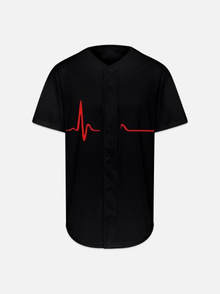 Heartbeat, ECG, EKG - Full Button Jersey - black