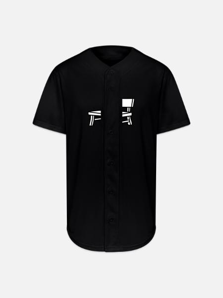 bench lineart - Full Button Jersey - black