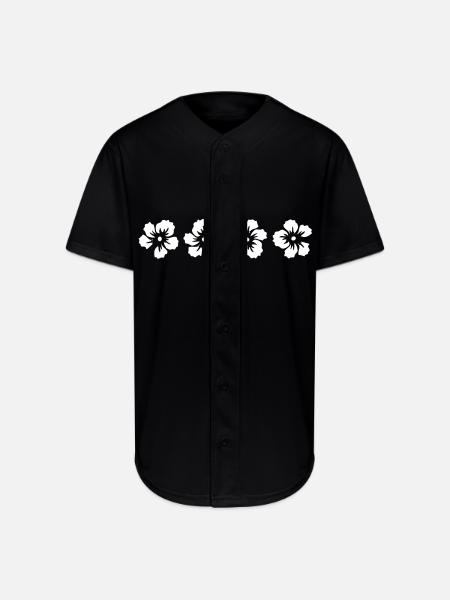 hawaii hibiscus flower - Full Button Jersey - black