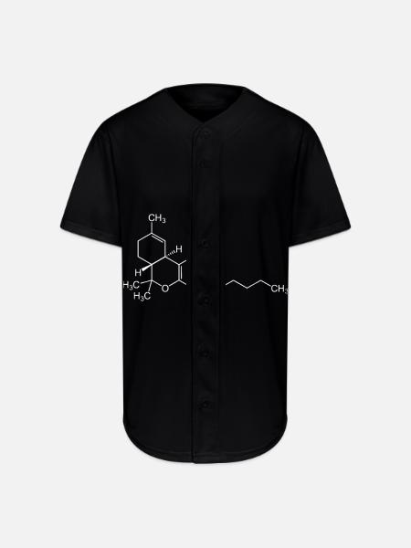 THC Cannabis Weed Chemical Symbol Science Geeky - Full Button Jersey - black