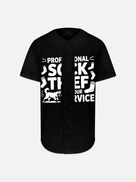 Funny Dog Professional Sock Thief  - Full Button Jersey - black