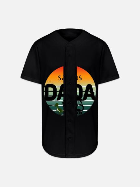 Prehistoric Dinosaur Sunset Design - Full Button Jersey - black