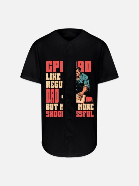 CPR Instructor Dad Paramedic - Full Button Jersey - black
