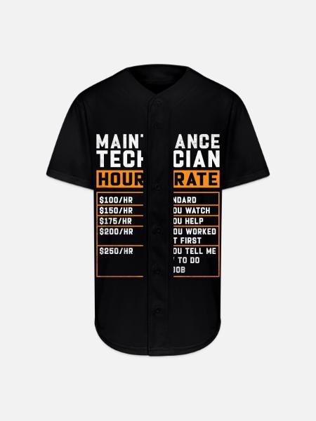 Maintenance Technician Hourly Rate - Full Button Jersey - black