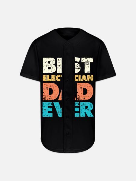 Best Electrician Dad Ever - Full Button Jersey - black
