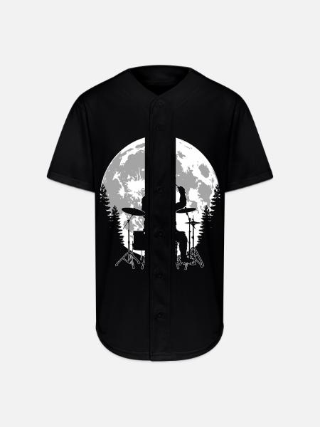 Bigfoot Drummer Moon - Full Button Jersey - black
