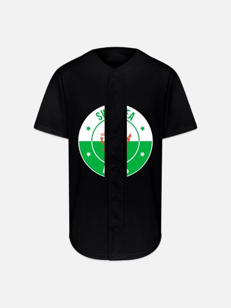 Dragon Crest Swansea Wales - Full Button Jersey - black