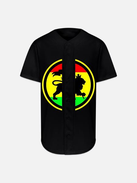 Rasta Lion - Full Button Jersey - black