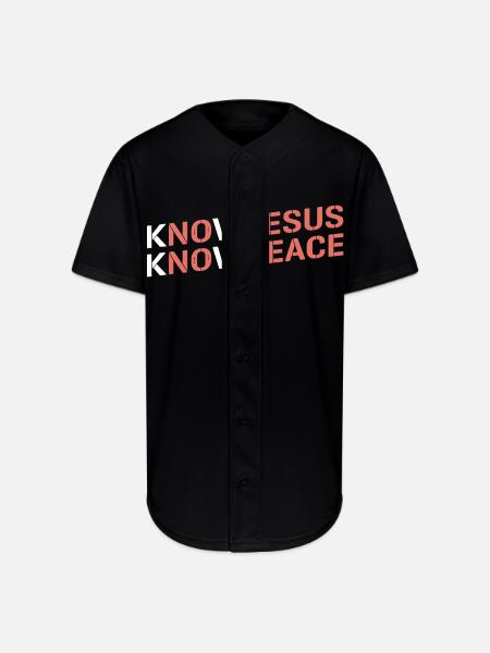 Know Jesus, Know Peace - Full Button Jersey - black