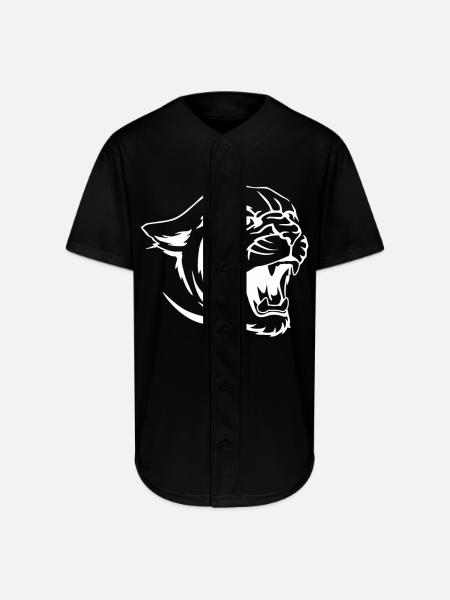 Cougar Tiger Face - Full Button Jersey - black