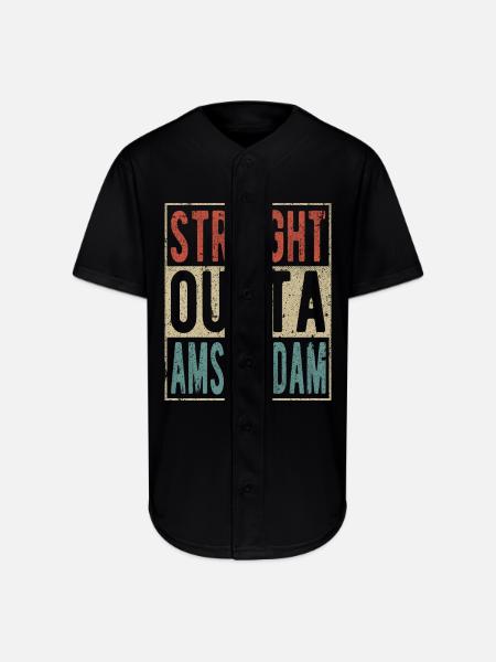 Straight outta Amsterdam - Full Button Jersey - black