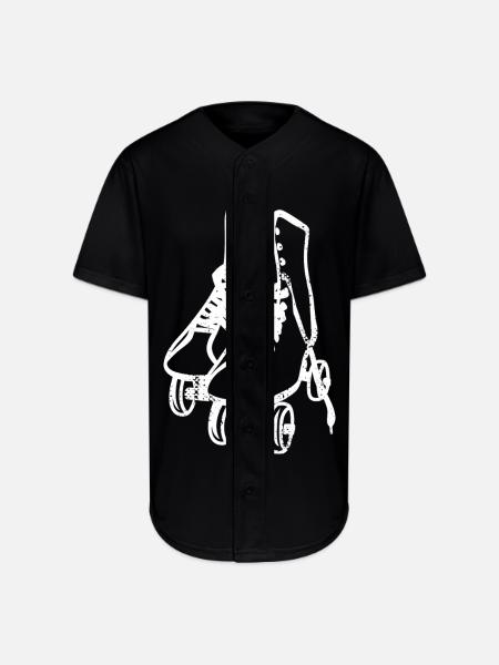 Retro Roller Skates - Full Button Jersey - black