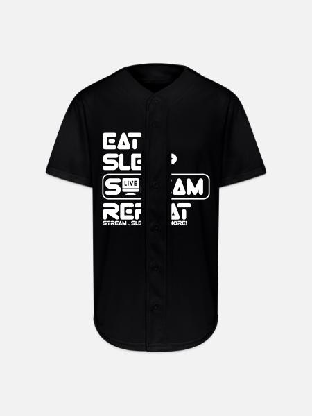 Streamer Life: Eat, Sleep, Repeat - Full Button Jersey - black