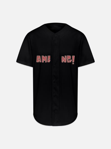 amazing! text logo - Full Button Jersey - black