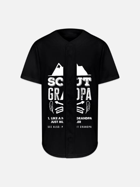 Proud Scout Grandpa Grandfather Scouting - Full Button Jersey - black