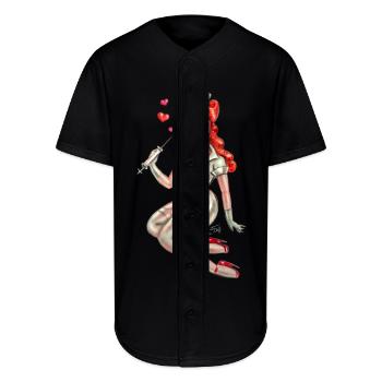Redhead Pinup Nurse - Full Button Jersey - black - Front