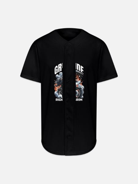 Customizable Grim Ride - Full Button Jersey - black
