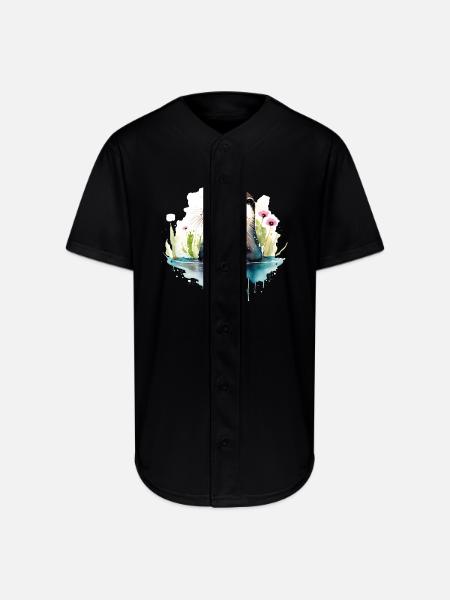 Otter in Water - Full Button Jersey - black