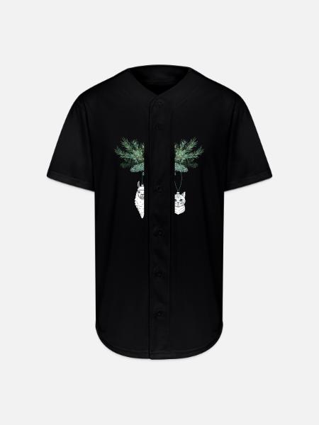Animal Ornament Festivity - Full Button Jersey - black