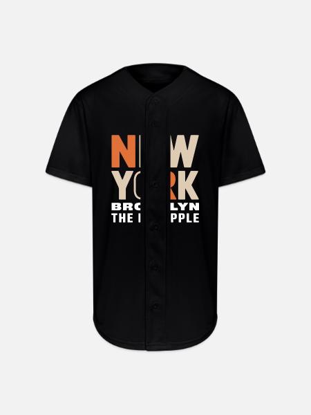 New York Brooklyn - The Big Apple Classic Design - Full Button Jersey - black