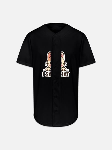 i saw that cat - Full Button Jersey - black