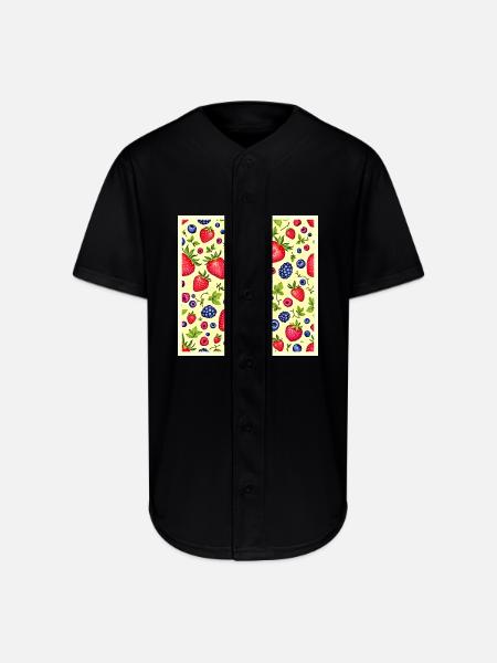 Mixed Berry Seamless Pattern - Full Button Jersey - black