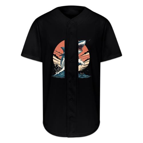 Fierce Shark Breaking Through Waves - Full Button Jersey