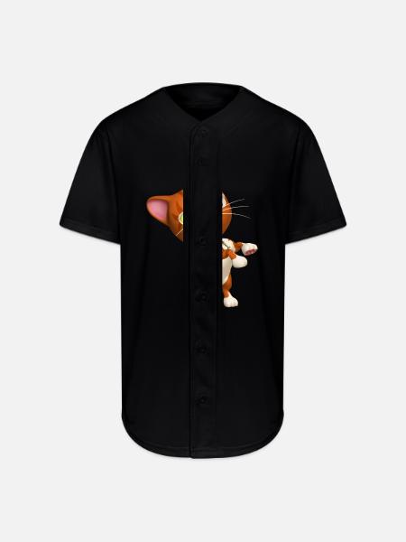 Orange Tabby Cat - Full Button Jersey - black