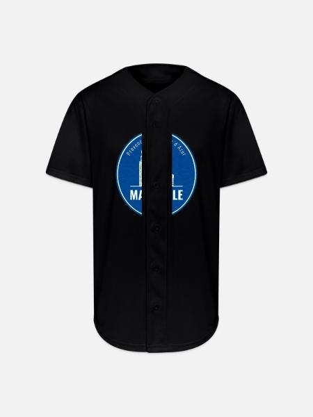 Blue Marseille Landmark Patch - Full Button Jersey - black