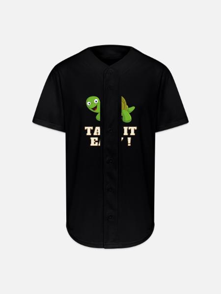 Take It Easy Turtle - Full Button Jersey - black