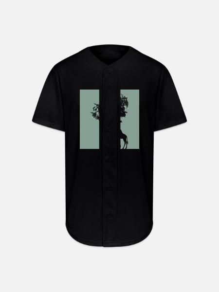 Giraffe Tree Silhouette Nature - Full Button Jersey - black