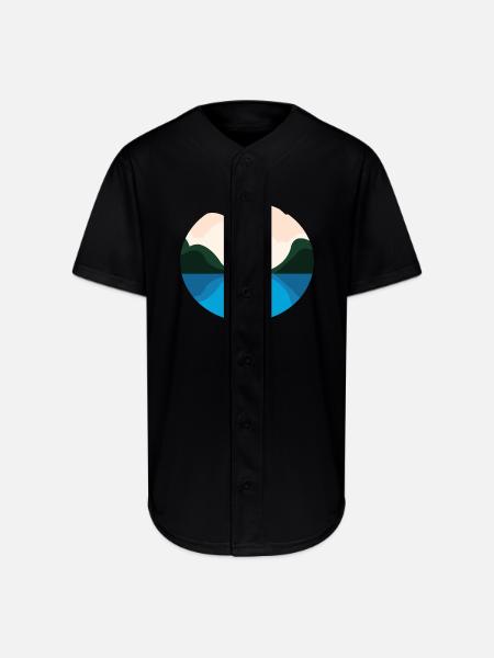 Lake Landscape - Full Button Jersey - black