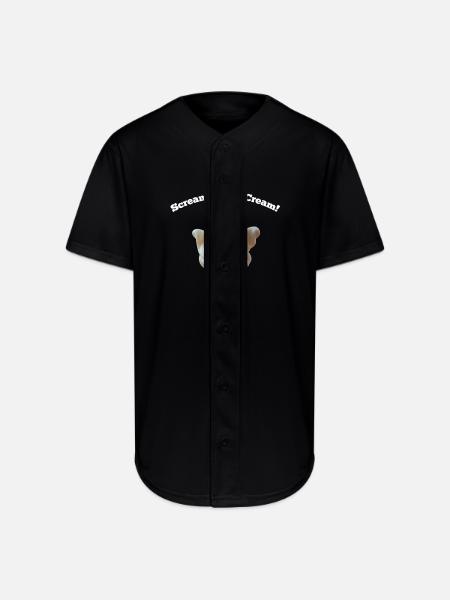 Scream Ghost Ice Cream Cone - Full Button Jersey - black