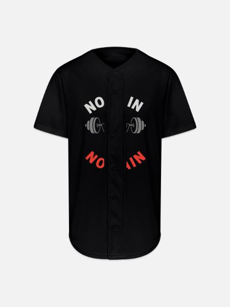 No Pain No Gain Gym - Full Button Jersey - black