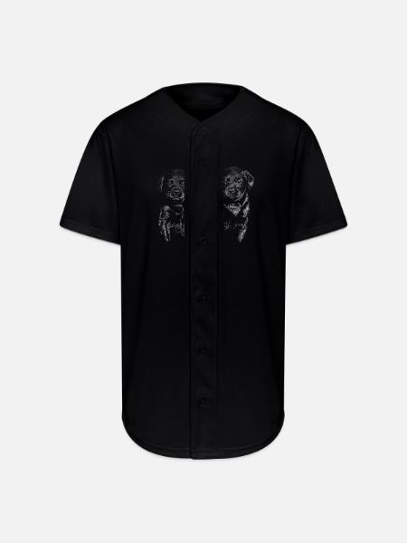 Puppy Halftone Duo - Full Button Jersey - black