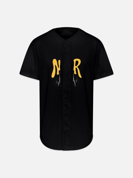 Noir Cat Glow Logo - Full Button Jersey - black