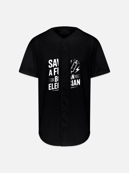 Save a Fuse Blow an Electrician - Full Button Jersey - black