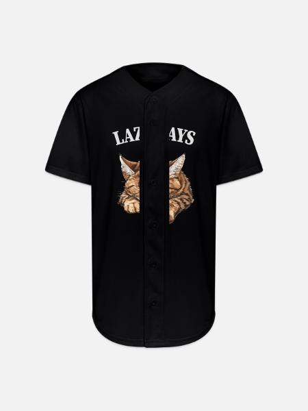 Lazy Days Cat Nap - Full Button Jersey - black