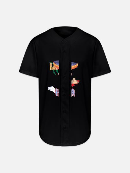 Multilingual - Mexican Shirt - Full Button Jersey - black