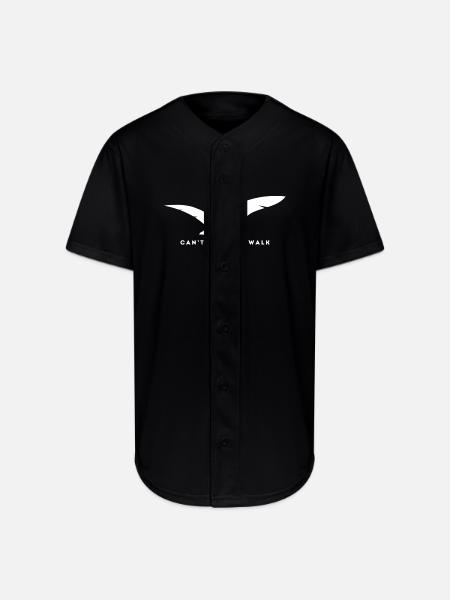 Can-t_Fly-_Run_Walk - Full Button Jersey - black