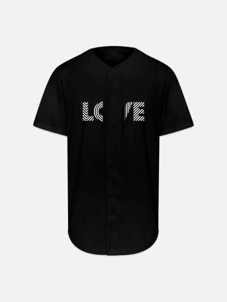Love Square – Romantic Text Art - Full Button Jersey - black
